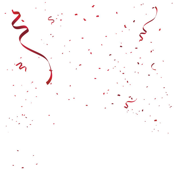 庆祝背景模板与五彩纸屑和红丝带。矢量图图片下载