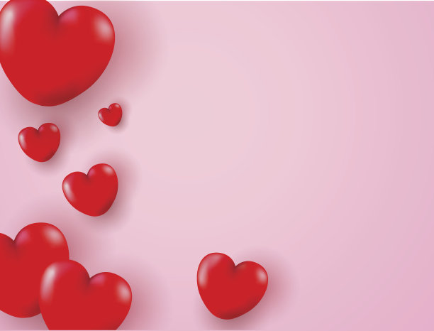 粉红色背景的红心情人节卡片图片下载