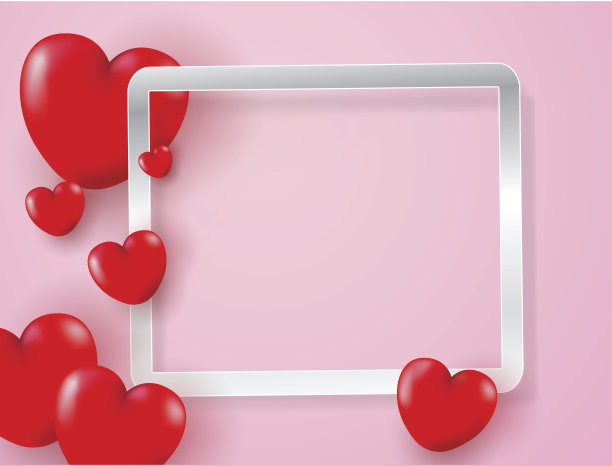 粉红色背景的红心情人节卡片图片下载