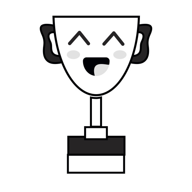 轮廓卡哇伊可爱快乐奖杯图片下载