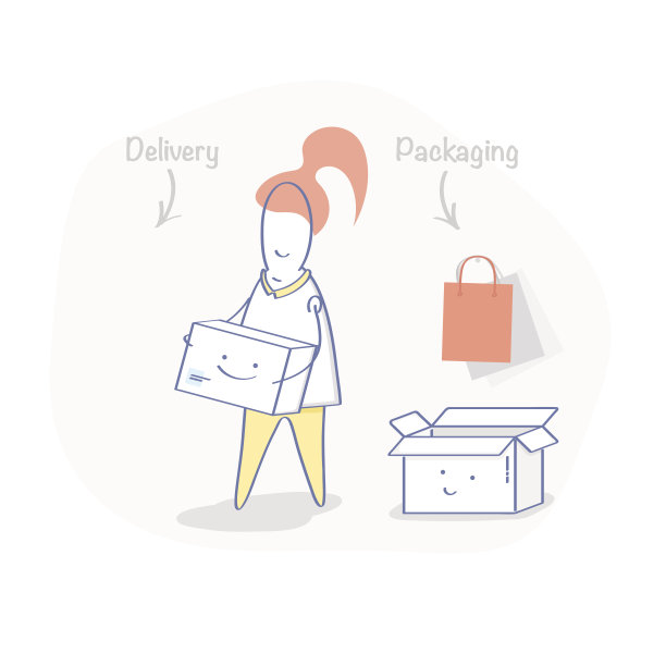 在线商店商品的包装和交付。图片下载