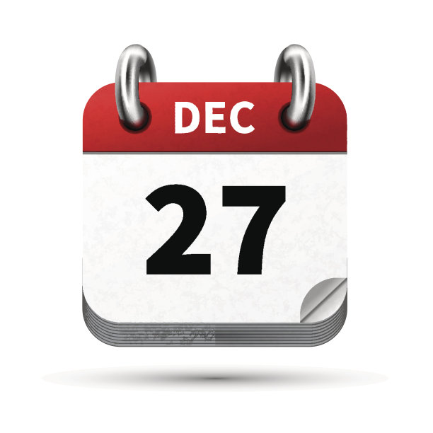 明亮现实的日历图标与27月12日孤立在白色图片下载