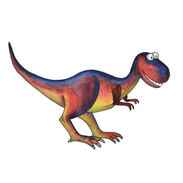卡通恐龙暴龙在水彩画风格图片下载