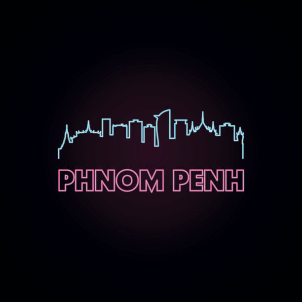 金边天际线霓虹风格的可编辑矢量文件。图片下载