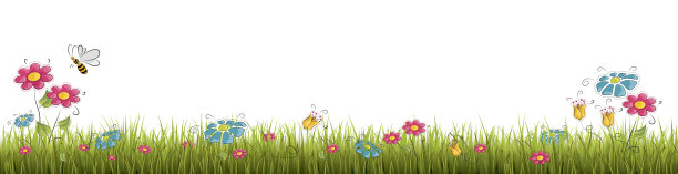 新鲜的现实绿草与红色的花-矢量插图图片下载