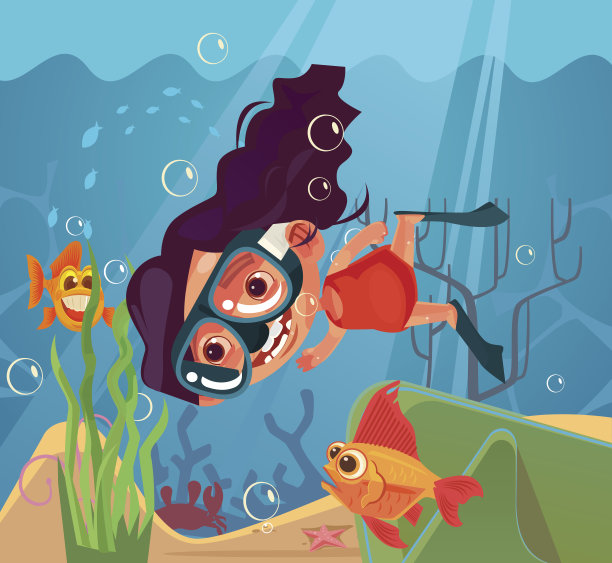 快乐微笑的女孩性格潜水图片下载