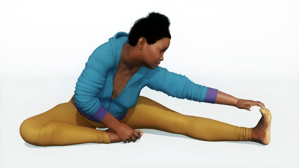 加大尺寸的非洲妇女伸展瑜伽姿势在白色的背景图片下载