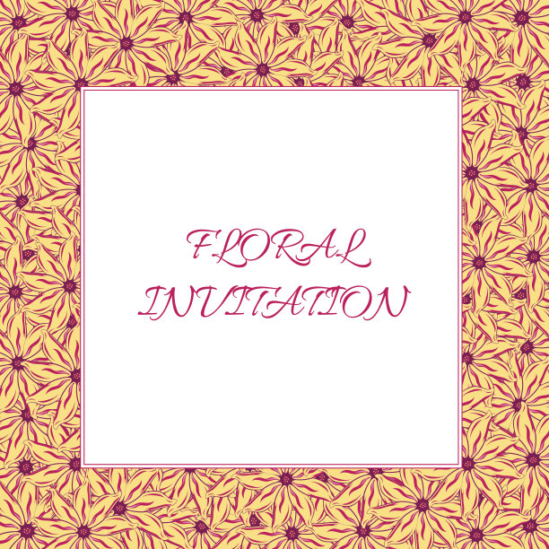 带花卉背景的邀请函。浪漫的矢量图。图片下载