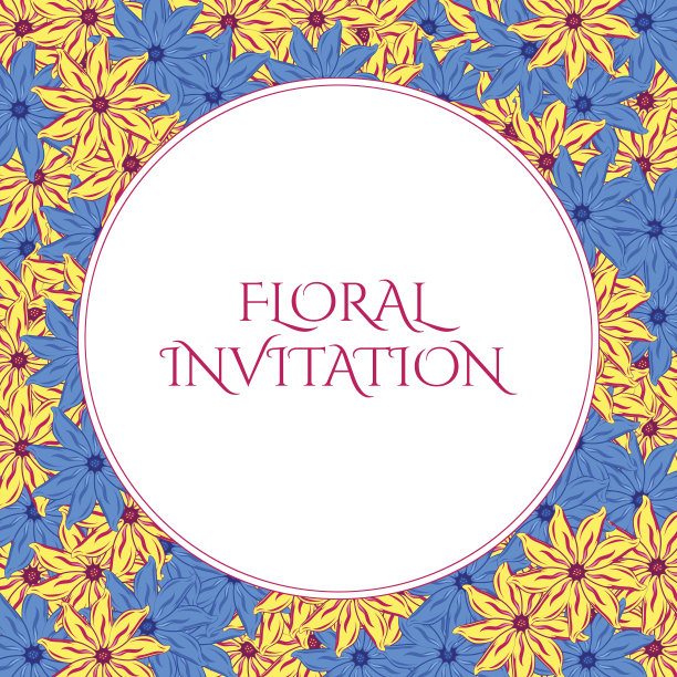 带花卉背景的邀请函。浪漫的矢量图。图片下载