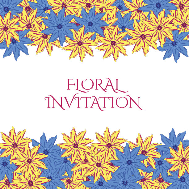 带花卉背景的邀请函。浪漫的矢量图。图片下载