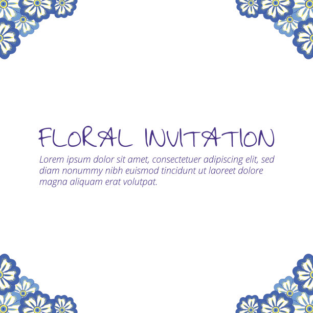 带花卉背景的邀请函。浪漫的矢量图。图片下载