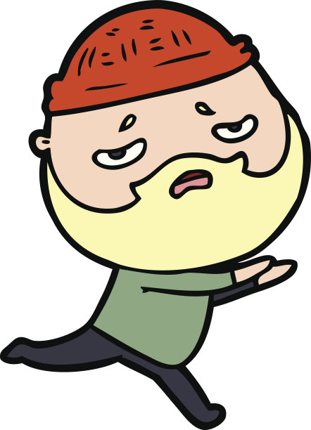 卡通人物，满脸胡子，忧心忡忡图片下载