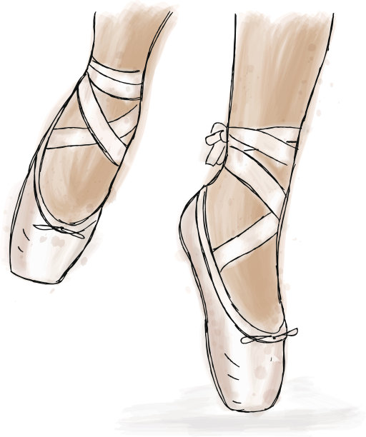 粉红色的芭蕾舞鞋。带丝带的芭蕾舞尖头鞋。图片下载