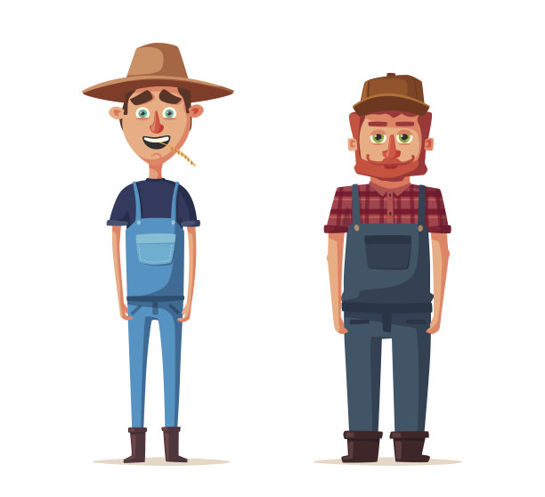有趣的农民。卡通矢量插图。素材图片