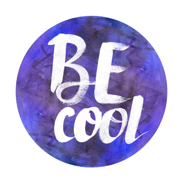 酷水彩徽章抽象水彩圆形设计与字母图片下载