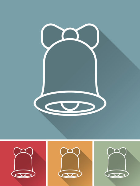 圣诞扁平设计标志:钟图片下载