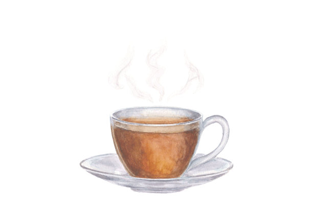 水彩玻璃杯茶素材图片
