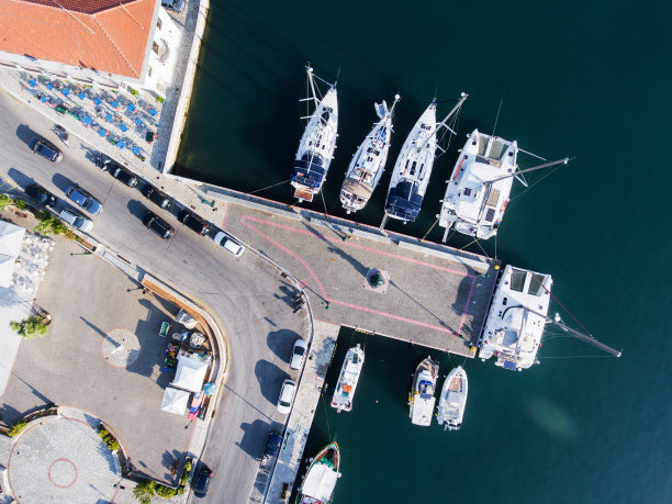 游艇码头鸟瞰图无人机图片下载
