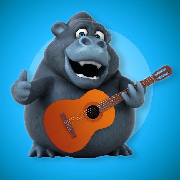 有趣的大猩猩- 3D插图图片下载