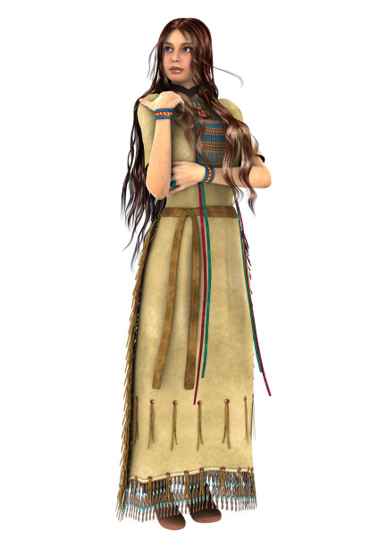 3D渲染印第安妇女在白色图片下载