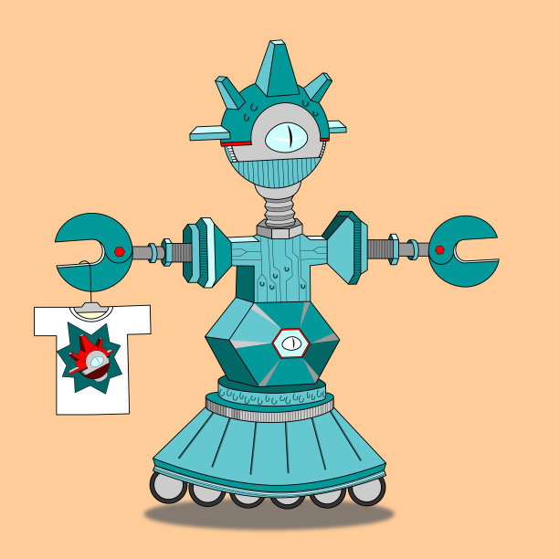 机器人正在展示一件t恤图片下载