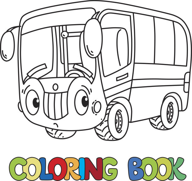 有趣的小巴士与眼睛。彩色书图片下载