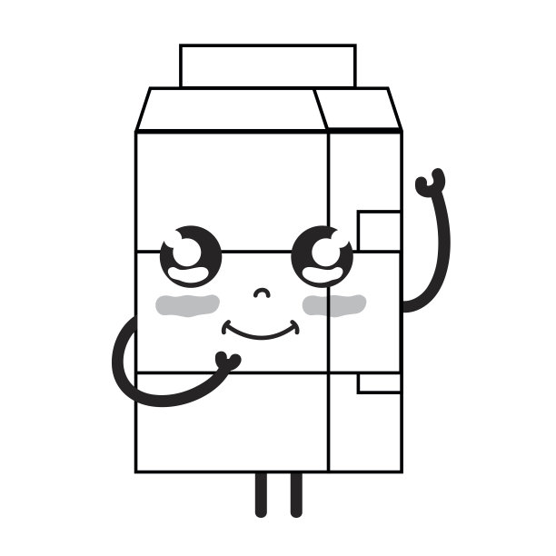 线卡哇伊可爱快乐的牛奶盒图片下载