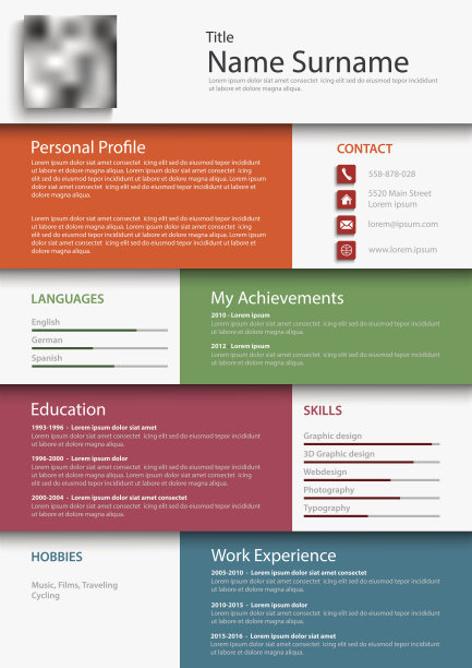 专业彩色简历设计书签模板图片下载