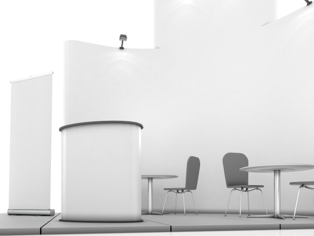 空白创意展台设计，色彩造型。布斯模板01。三维渲染图片下载