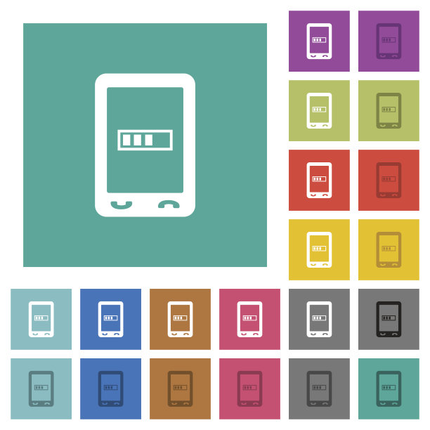 移动处理方形平面多色图标图片下载