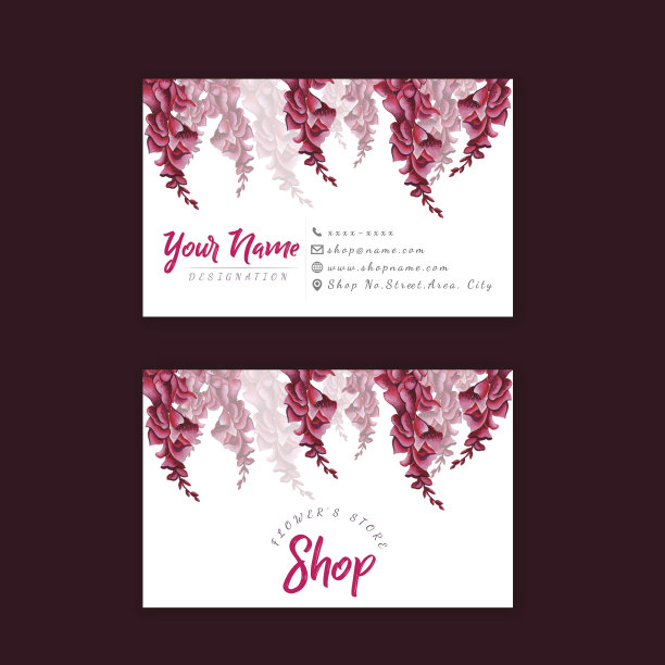 美丽的水彩花卉名片图片下载