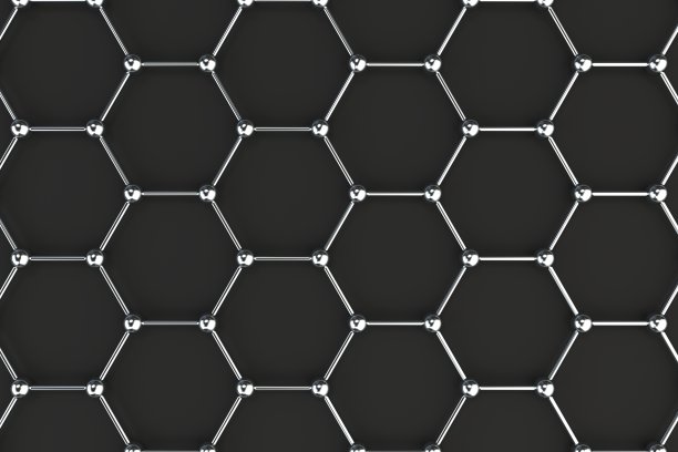黑色背景上的石墨烯原子结构素材图片