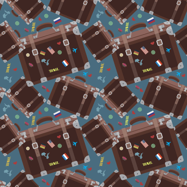 无缝时髦的模式与旧的旅行行李图片下载