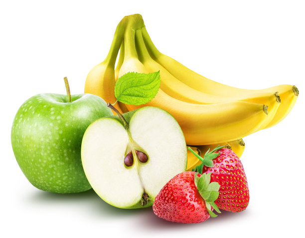 在白色背景上孤立的水果组图片下载