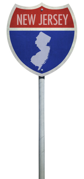 新泽西州际公路的高速标志被隔离在白色图片下载