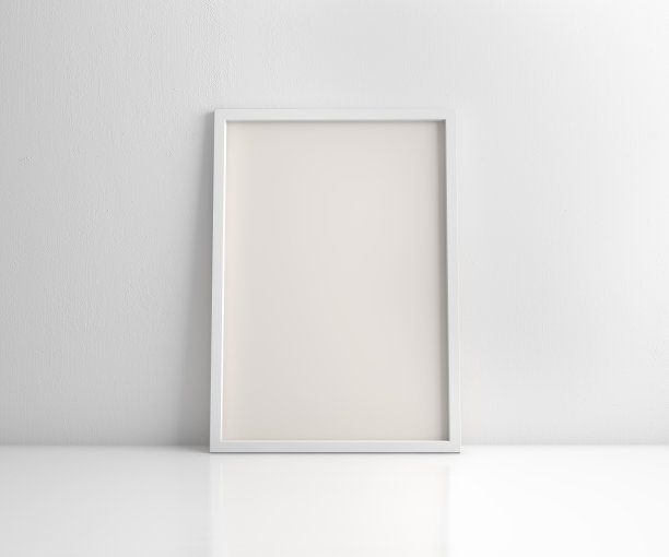 白色框架上的白色墙壁和地板3d渲染图片下载