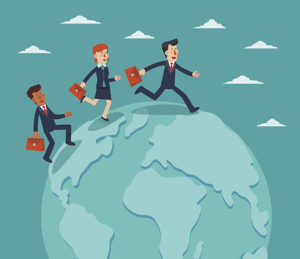 商人和女商人在世界各地奔走图片下载