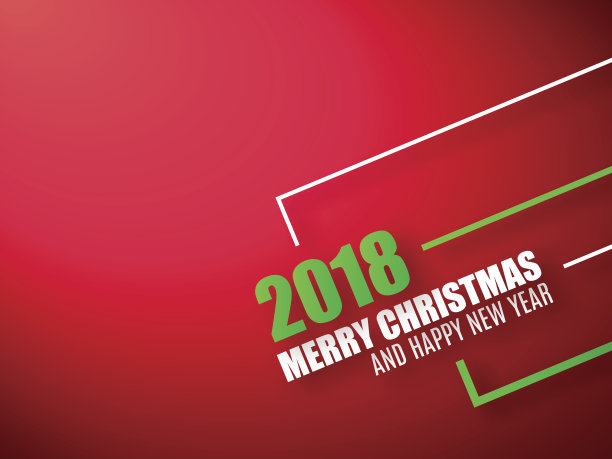 圣诞快乐，新年快乐，红色背景。2018年的背景图片下载