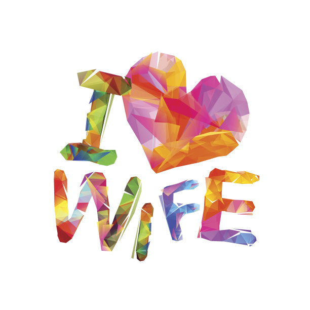 我爱的妻子。矢量三角形的信件图片下载