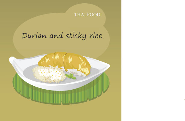 榴莲和糯米泰国甜点矢量图片下载
