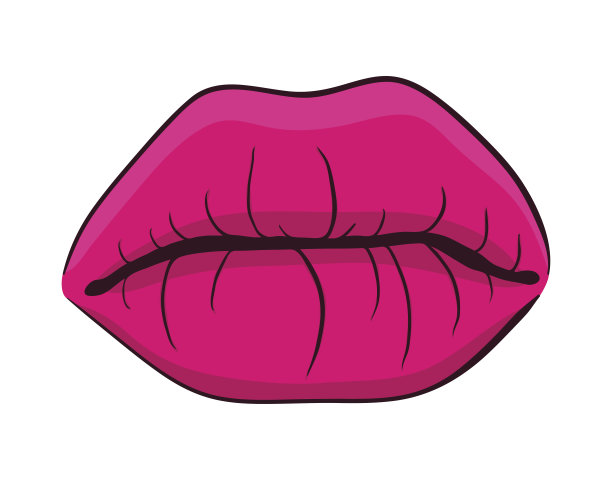 嘴唇闭合卡通矢量符号图标设计。美丽的插图孤立在白色的背景图片下载