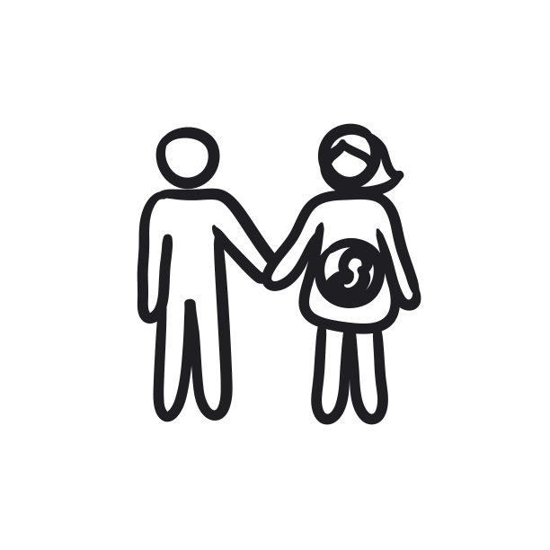 丈夫与怀孕的妻子素描图标图片下载