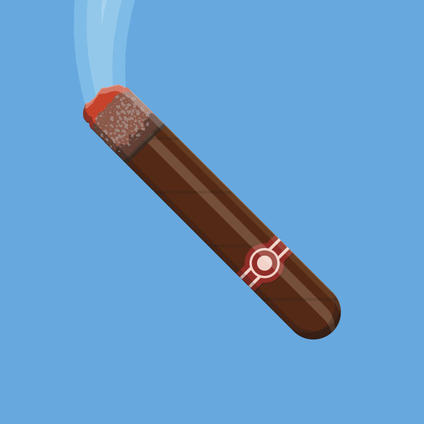 抽雪茄。棕色古巴雪茄与标签。图片下载