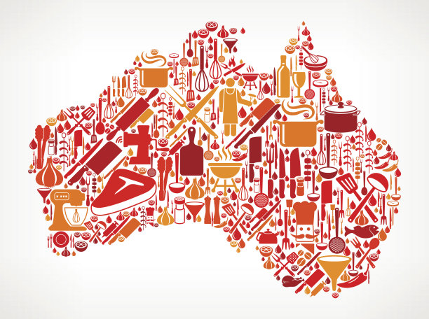 澳大利亚烹饪和食物矢量图标模式图片下载