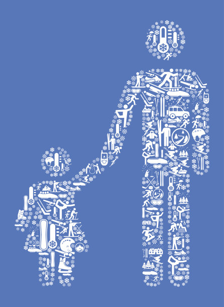 父亲和女儿冬季运动的乐趣图片下载