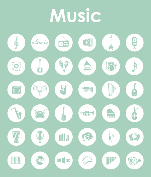 一组简单的音乐图标图片下载