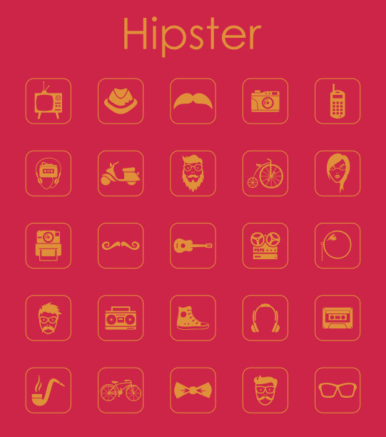 一组时髦的简单图标图片下载