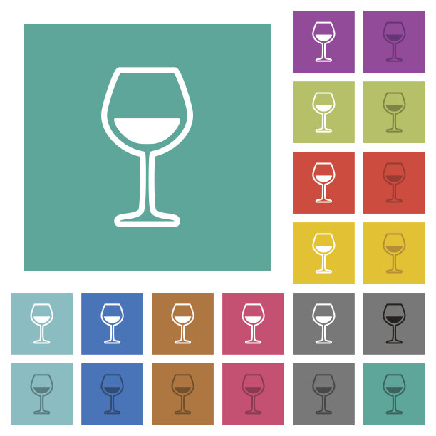 酒杯上的酒方平多色图标图片下载