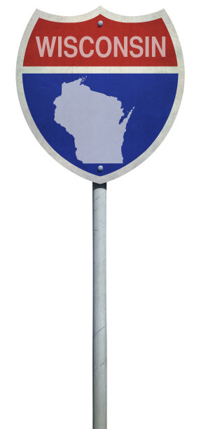 威斯康星州州际公路的高速标志被隔离在白色图片下载