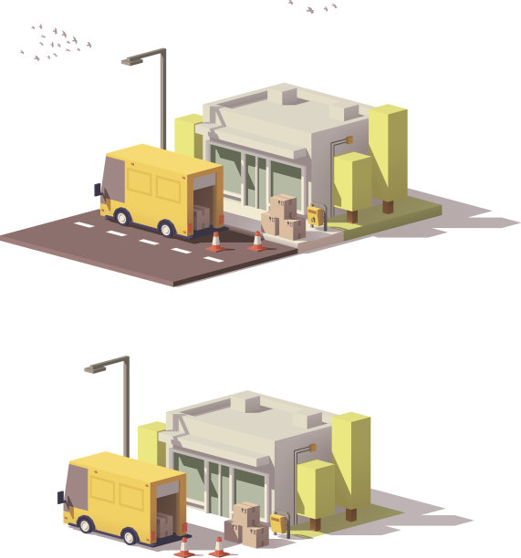 向量低多边形商店图标素材图片